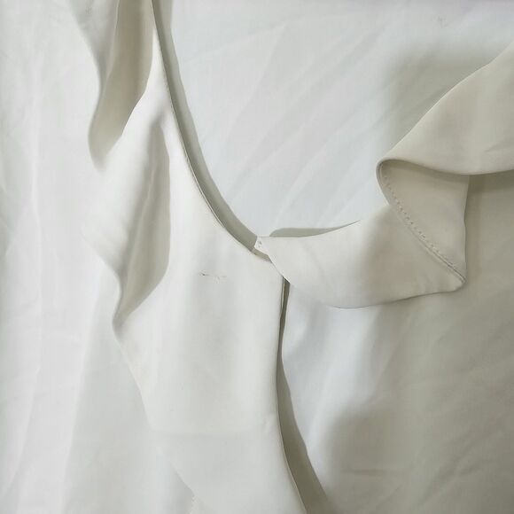 Unique Vintage Ivory Ruffle Short Sleeve Blouse 1X 16 White - Picture 2 of 6